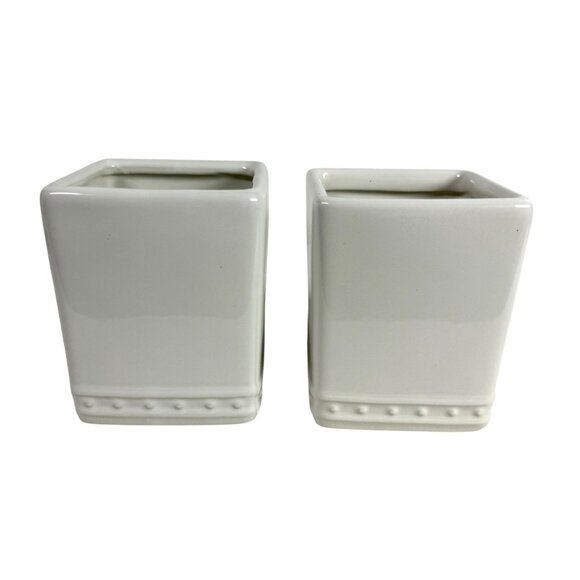 Nora Fleming Pearl Dot Square Cutie Container Stoneware Retired CC01 Lot Of 2 - Picture 5 of 10